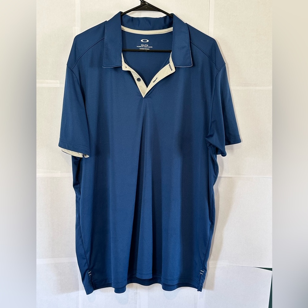 Oakley Blue Polo Shirt with Sporty V-Collar XXL